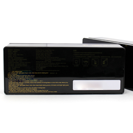 black metal tea tin box